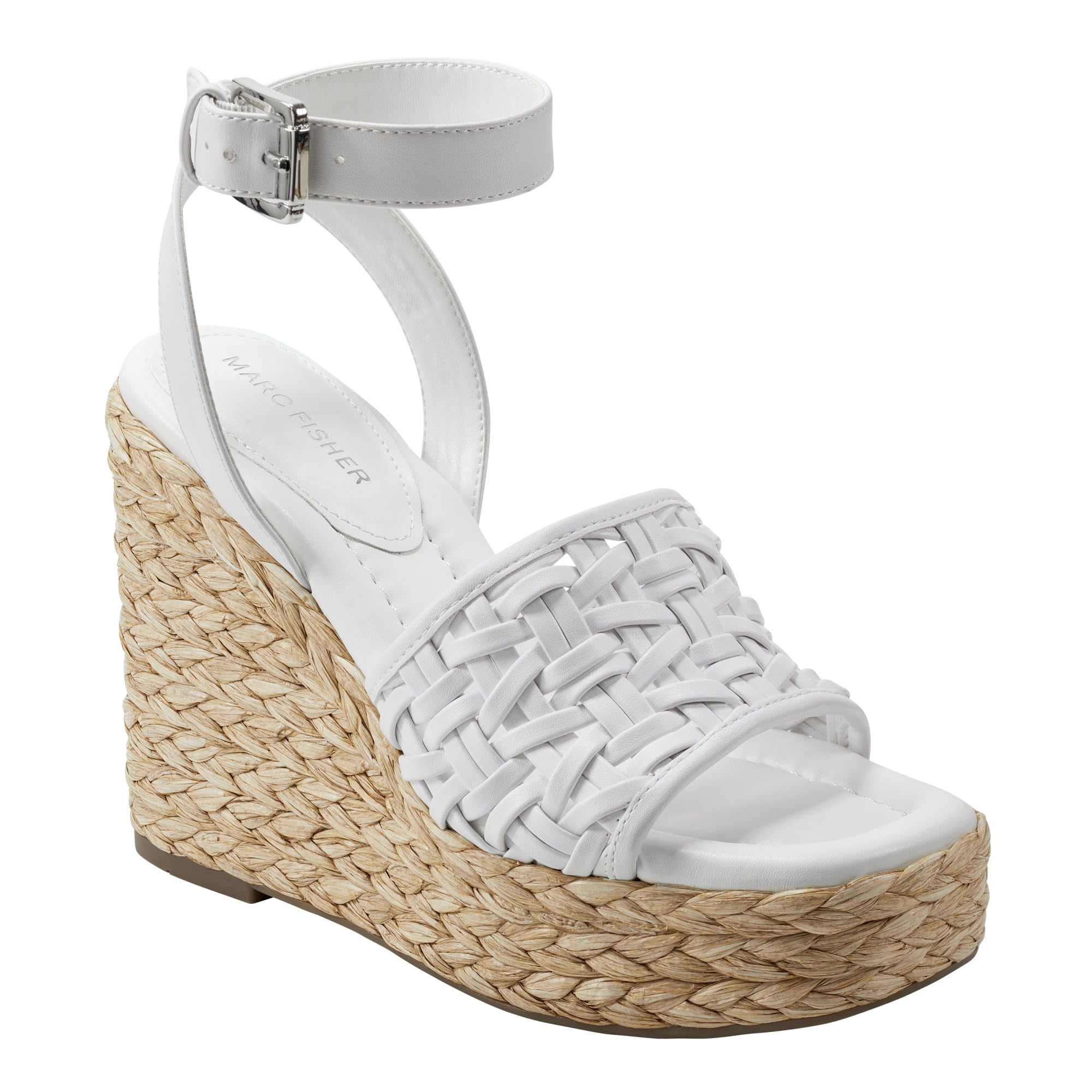Marc Fisher Womens' Godina Wedge Sandals, White 140, 5